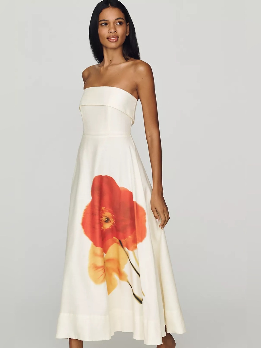 Astr Yellow Floral Maxi Dress with Red Accent